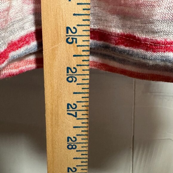 Democracy Top Womens Medium Pink Multicolor Striped Short Sleeve With Side Ties - Picture 8 of 8